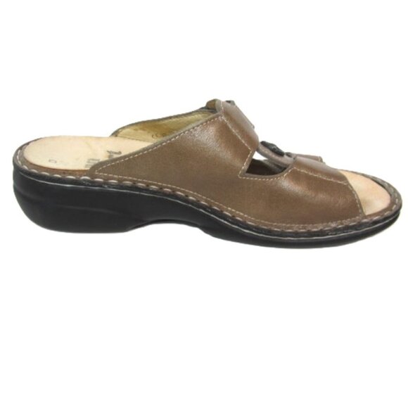 Finn Comfort EU 37 US 6 6.5 Womens Pattaya Taupe Brown Leather Slide Sandals - Picture 2 of 10